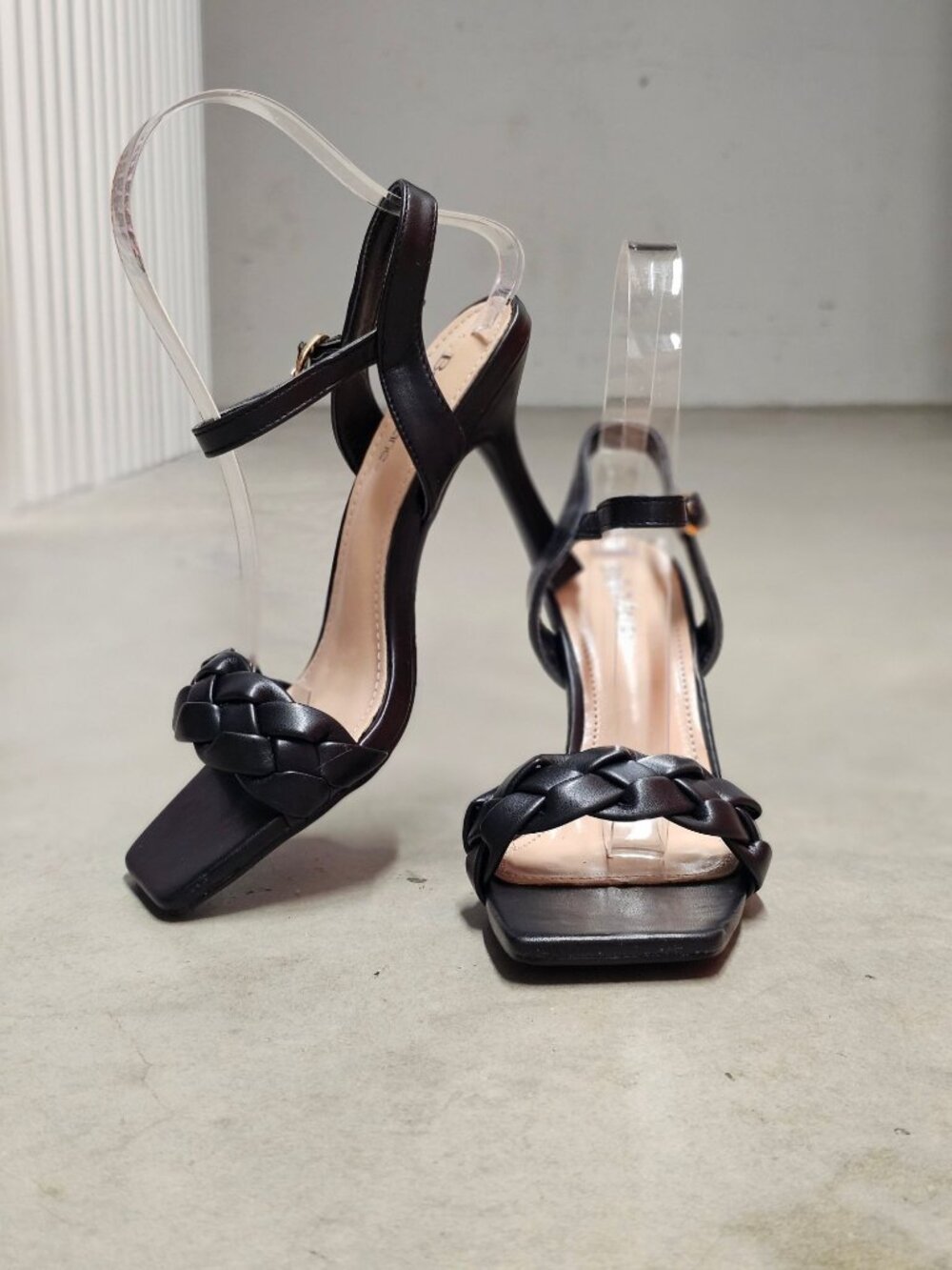 Braided Strap High Heel Sandals With Adjustable Ankle Strap & Square Toe Design - Picture 10 of 14